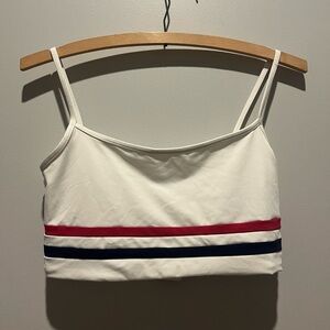 L*Space White Bikini Top with Red and Blue Stripes - Medium